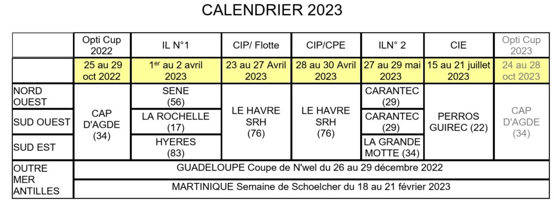 Calendrier 2023 | Promotion Optimist